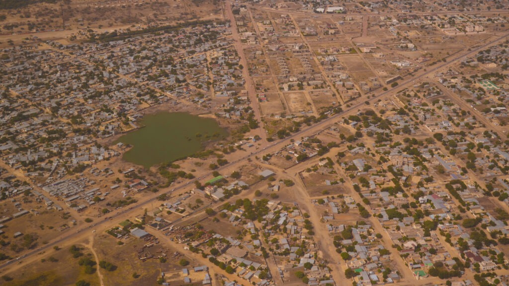 Aerial,View,To,Ndjamena,And,Chari,Or,Chari,River,,Chad